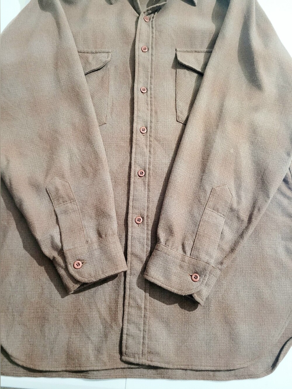 Vintage Pendleton Outdoors Man 100% Virgin Wool Shirt USA Made Brown Large - Picture 15 of 15